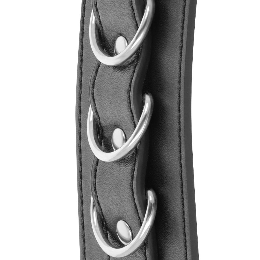 DARKNESS - BLACK ADJUSTABLE LEATHER ANKLE HANDCUFFS - Imagem de 4
