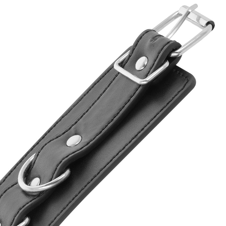 DARKNESS - BLACK ADJUSTABLE LEATHER ANKLE HANDCUFFS - Imagem de 5