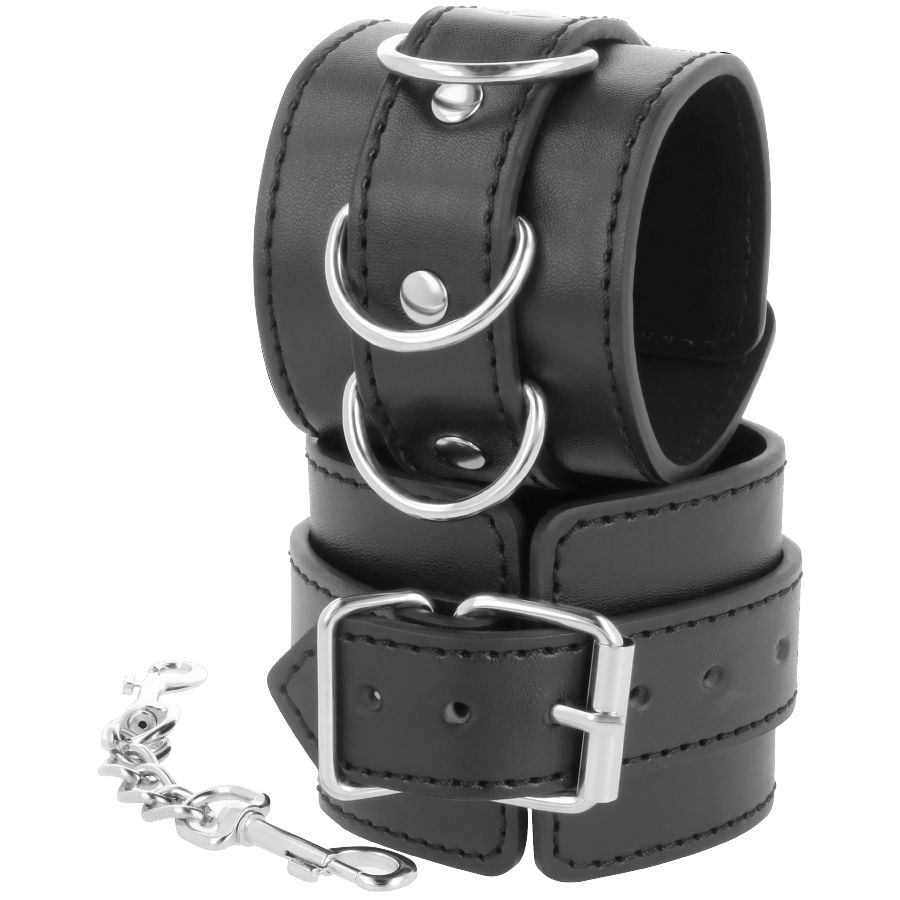 DARKNESS - BLACK ADJUSTABLE LEATHER ANKLE HANDCUFFS - Imagem de 3