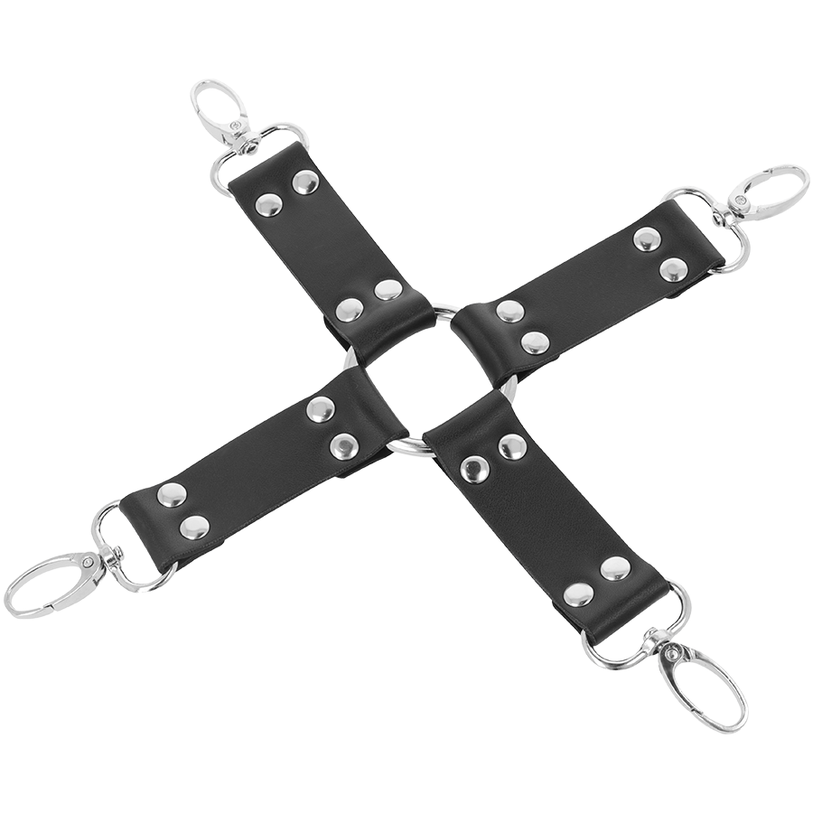 DARKNESS - LEATHER HANDCUFFS FOR FOOT AND HANDS BLACK - Imagem de 4