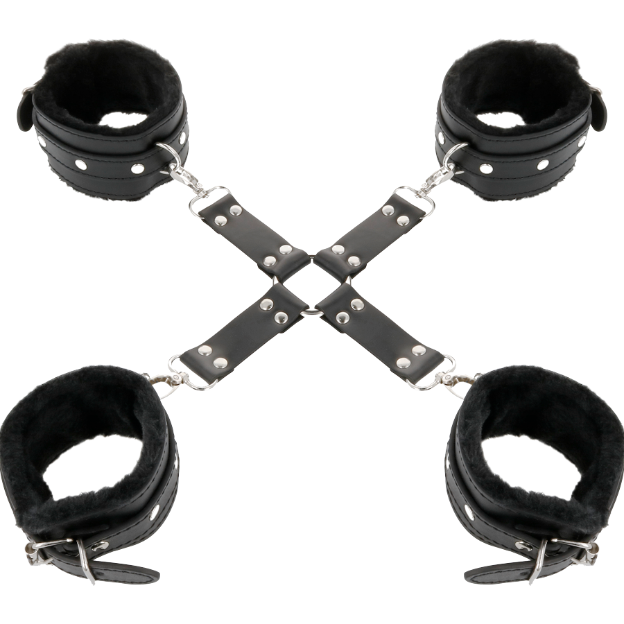 DARKNESS - LEATHER HANDCUFFS FOR FOOT AND HANDS BLACK - Imagem de 2