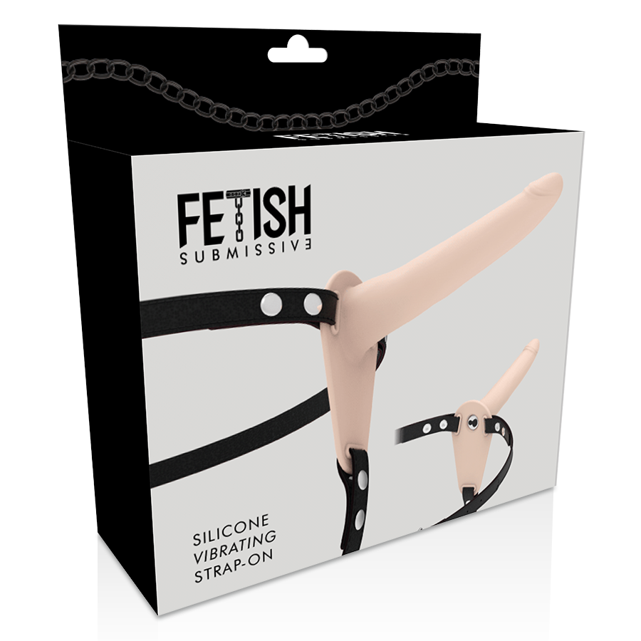 FETISH SUBMISSIVE HARNESS - FLESH SILICONE VIBRATOR 15 CM - Imagem de 4