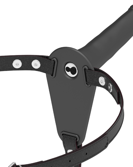 FETISH SUBMISSIVE HARNESS - BLACK SILICONE VIBRATOR 15 CM