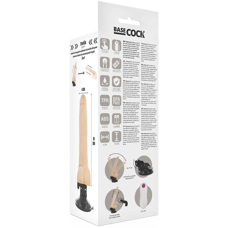 BASECOCK - VIBRADOR REALÍSTICO CONTROL REMOTO NATURAL 19 CM -O- 4 CM - Imagem de 5
