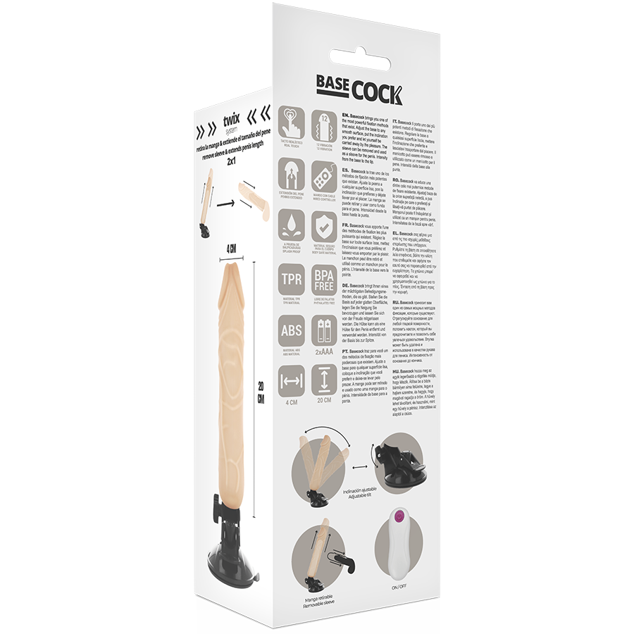 BASECOCK - VIBRADOR REALÍSTICO CONTROL REMOTO NATURAL 20 CM -O- 4 CM - Imagem de 5