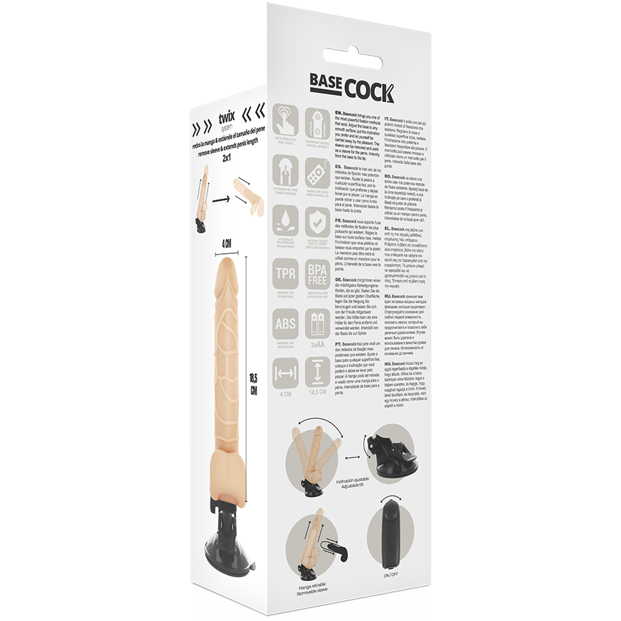 BASECOCK - VIBRADOR REALISTICO CONTROL REMOTO NATURAL 18.5 CM -O- 4CM - Imagem de 5