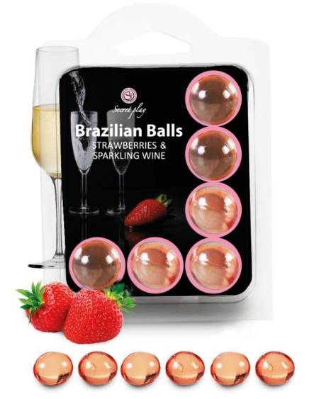 SECRETPLAY - SET 6 BRAZILIANS BALLS STRAWBERRIES WITH CAVA