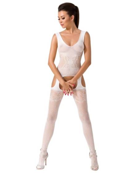 PASSION - WOMAN BS046 WHITE BODYSTOCKING ONE SIZE