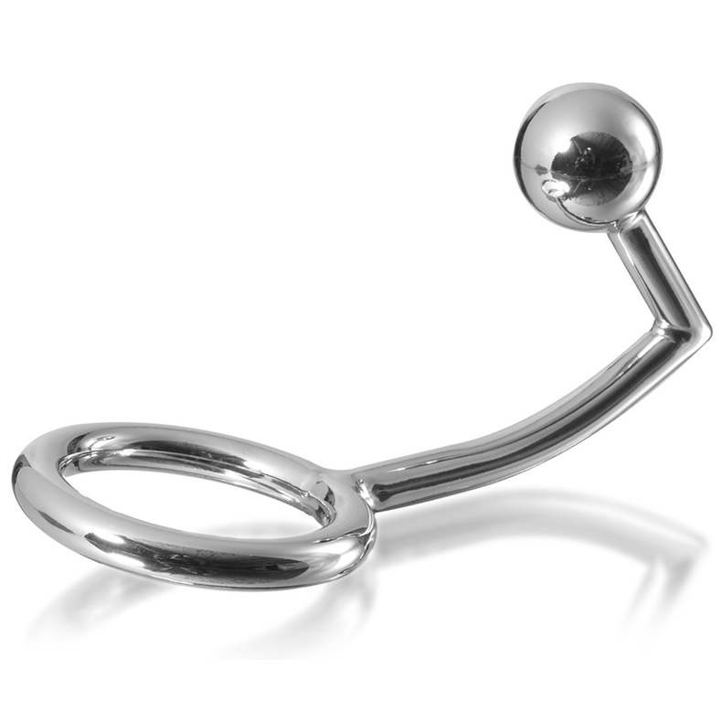 METAL HARD - COCK RING RING WITH ANAL INTRUDER HOOK 40MM - Imagem de 3
