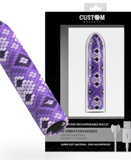 CUSTOM BULLETS - RECHARGEABLE SNAKE PURPLE MAGNETIC BULLET 10 INTENSITIES