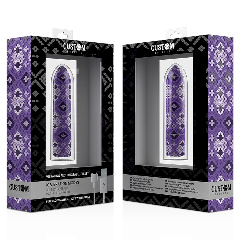 CUSTOM BULLETS - RECHARGEABLE SNAKE PURPLE MAGNETIC BULLET 10 INTENSITIES - Imagem de 4
