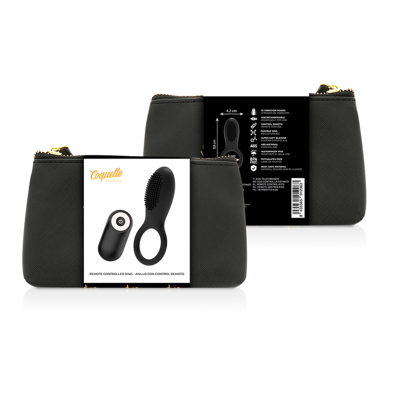 COQUETTE CHIC DESIRE - COCK RING REMOTE CONTROL RECHARGEABLE BLACK/ GOLD - Imagem de 2