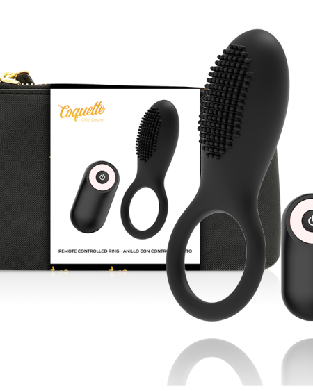 COQUETTE CHIC DESIRE - COCK RING REMOTE CONTROL RECHARGEABLE BLACK/ GOLD