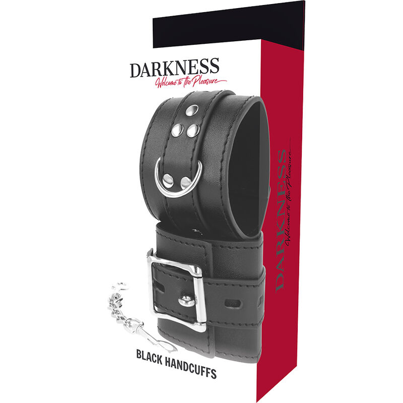 DARKNESS - BLACK LEATHER HANDCUFFS - Imagem de 5