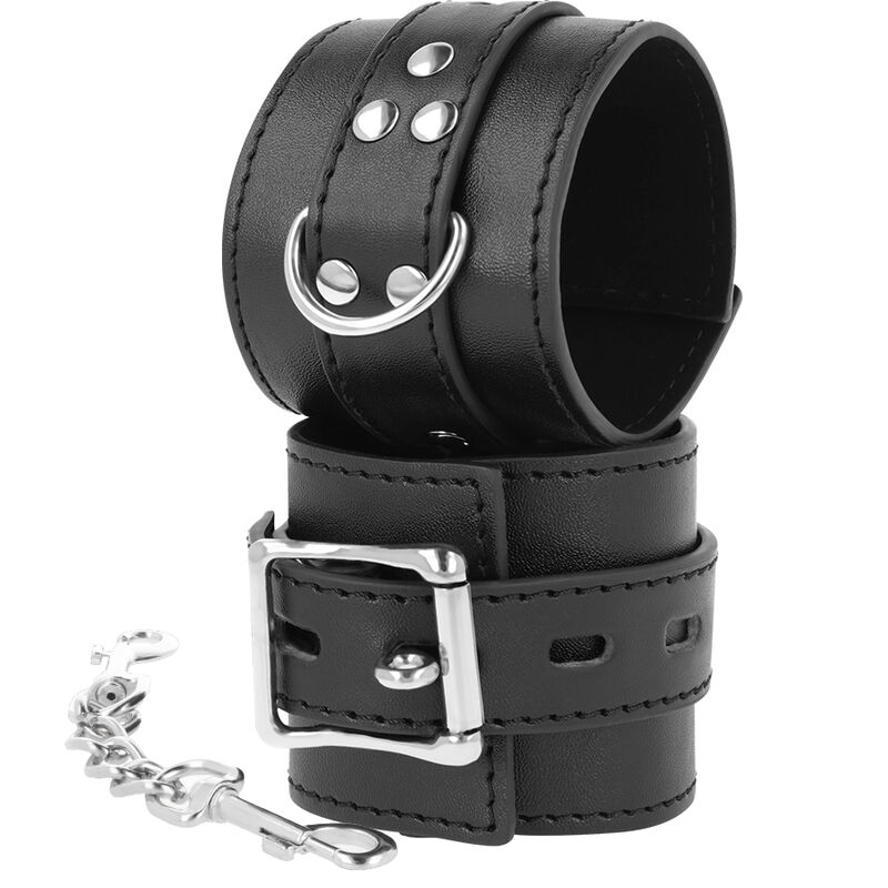 DARKNESS - BLACK LEATHER HANDCUFFS - Imagem de 2
