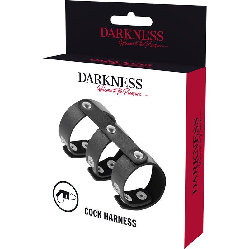 DARKNESS - ADJUSTABLE LEATHER DOUBLE PENIS AND TESTICLE RING - Imagem de 5