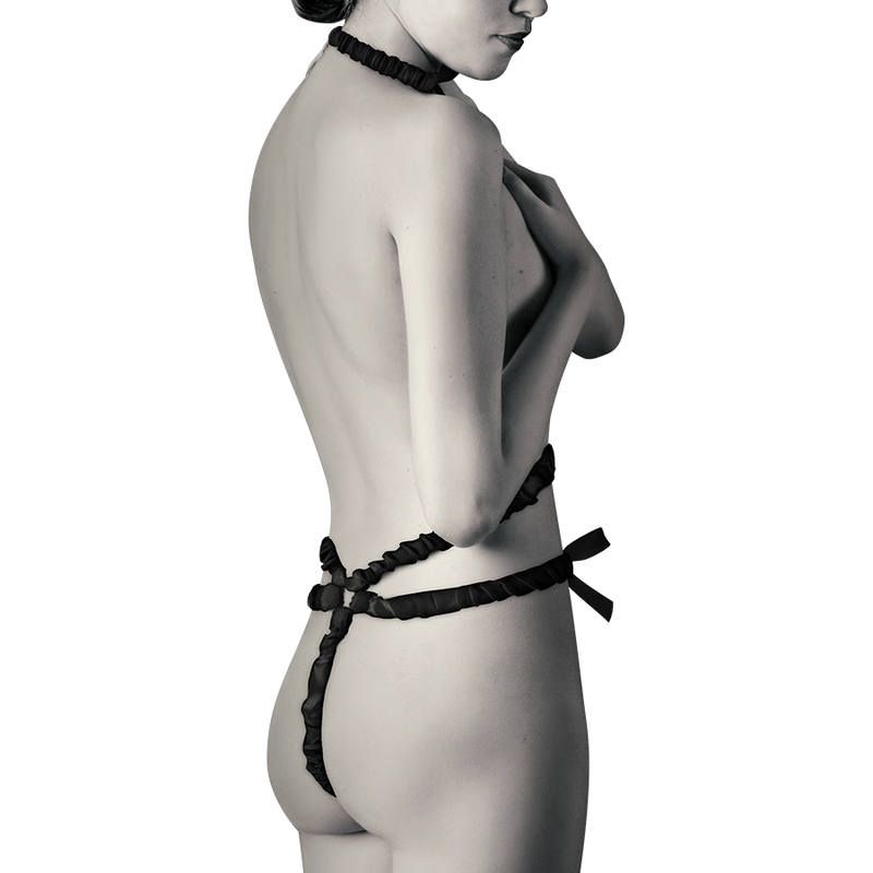 COQUETTE CHIC DESIRE - ELASTIC HARNESS SET AND NIPPLE COVERS BLACK - Imagem de 3