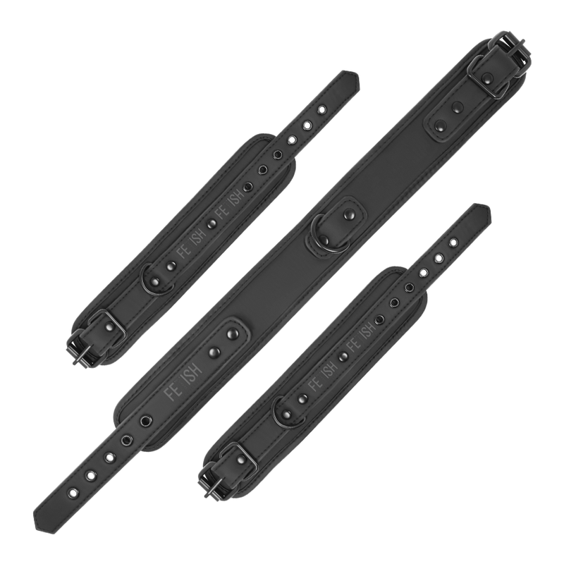 FETISH SUBMISSIVE - VEGAN LEATHER NECKLACE AND HANDCUFFS WITH NOPRENE LINING - Imagem de 5