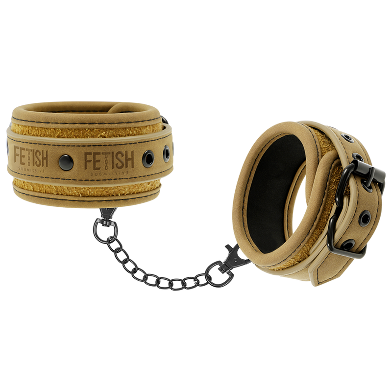 FETISH SUBMISSIVE ORIGEN - VEGAN LEATHER ANKLE CUFFS WITH NEOPRENE LINING - Imagem de 2